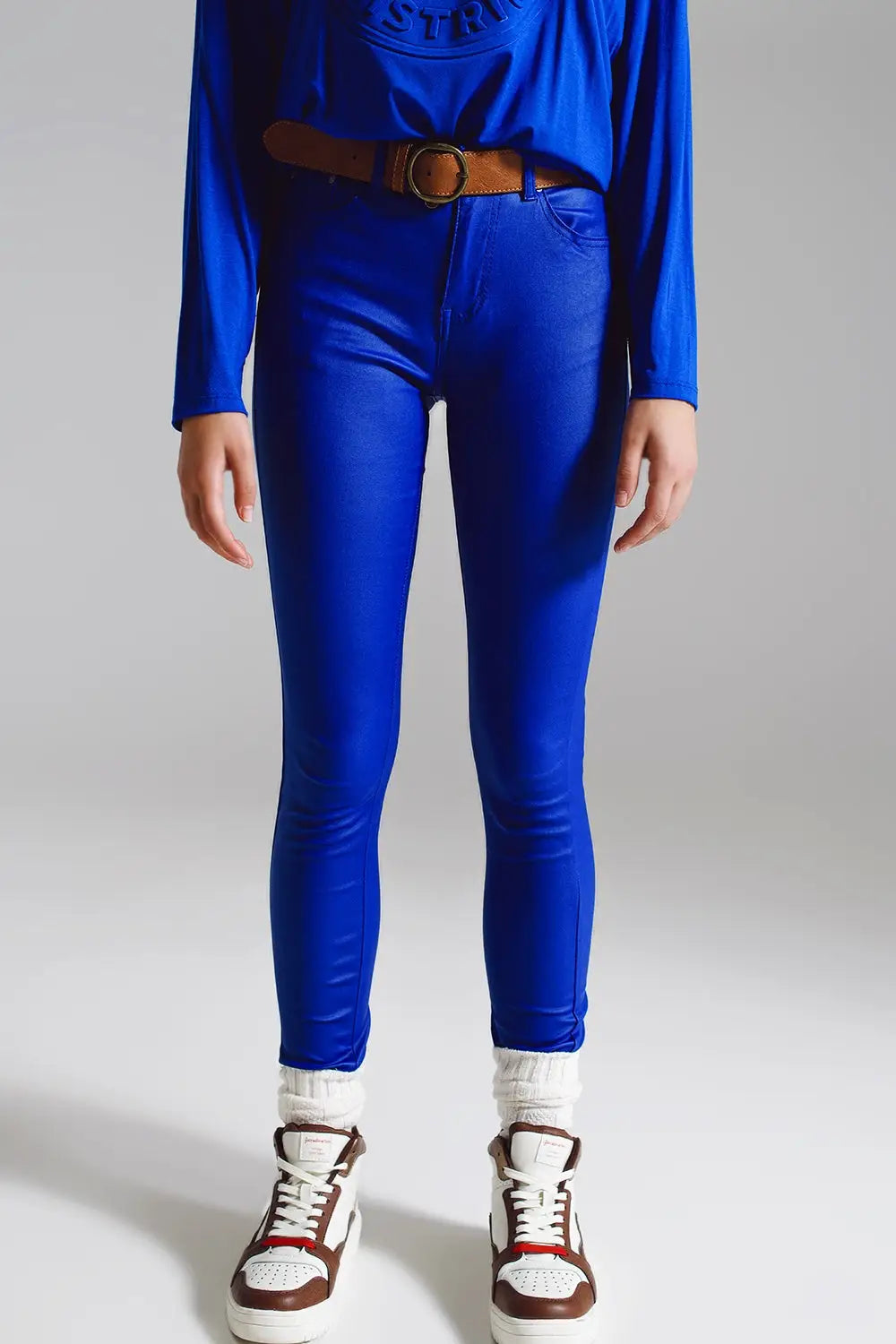 super skinny Pants faux leather in electric blue - Pants