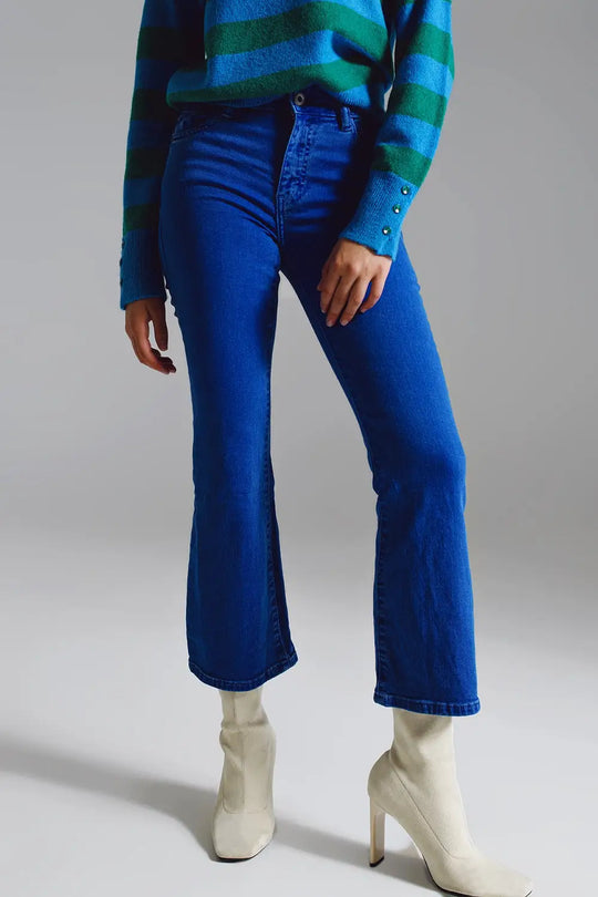 High waist flair jeans in blue - Pants
