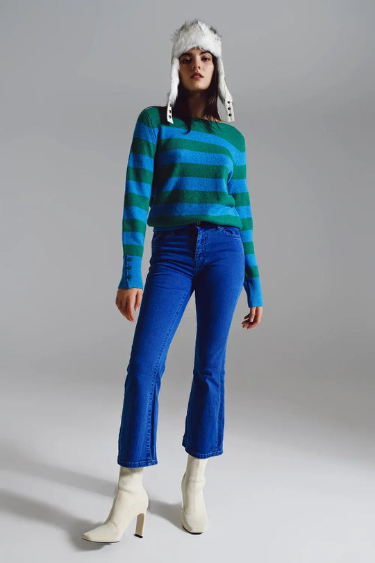 High waist flair jeans in blue - Pants