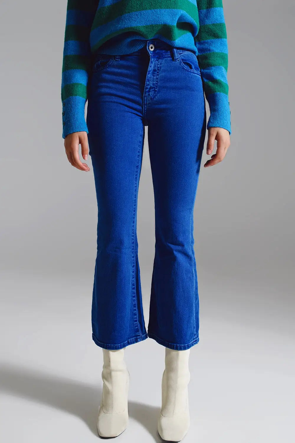 High waist flair jeans in blue - Pants
