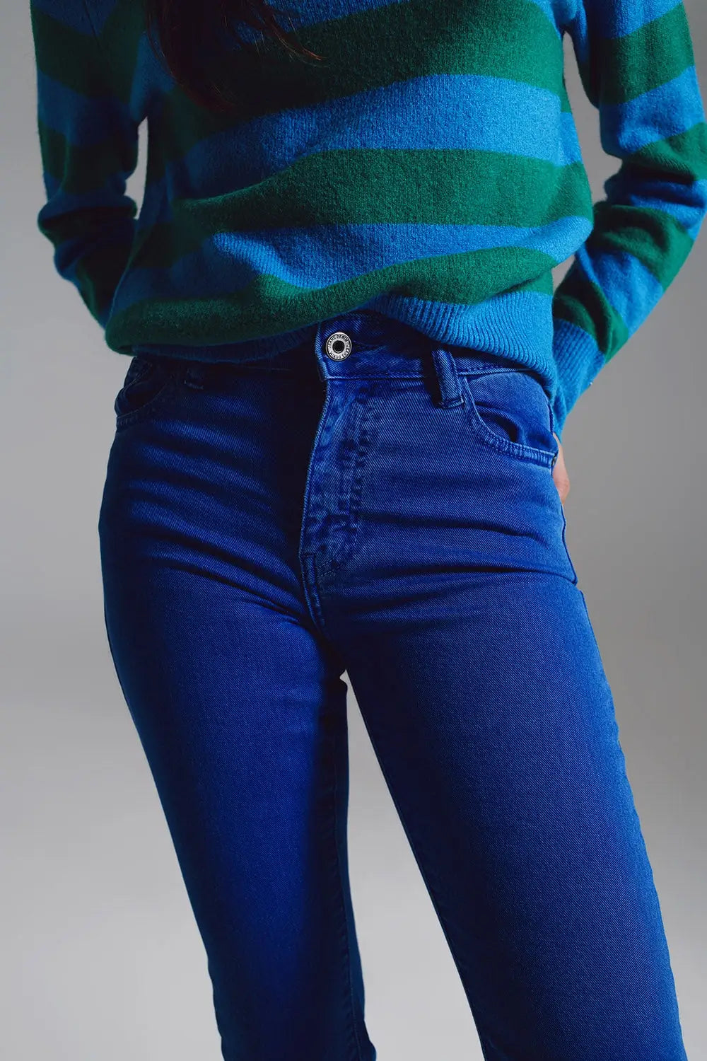 High waist flair jeans in blue - Pants