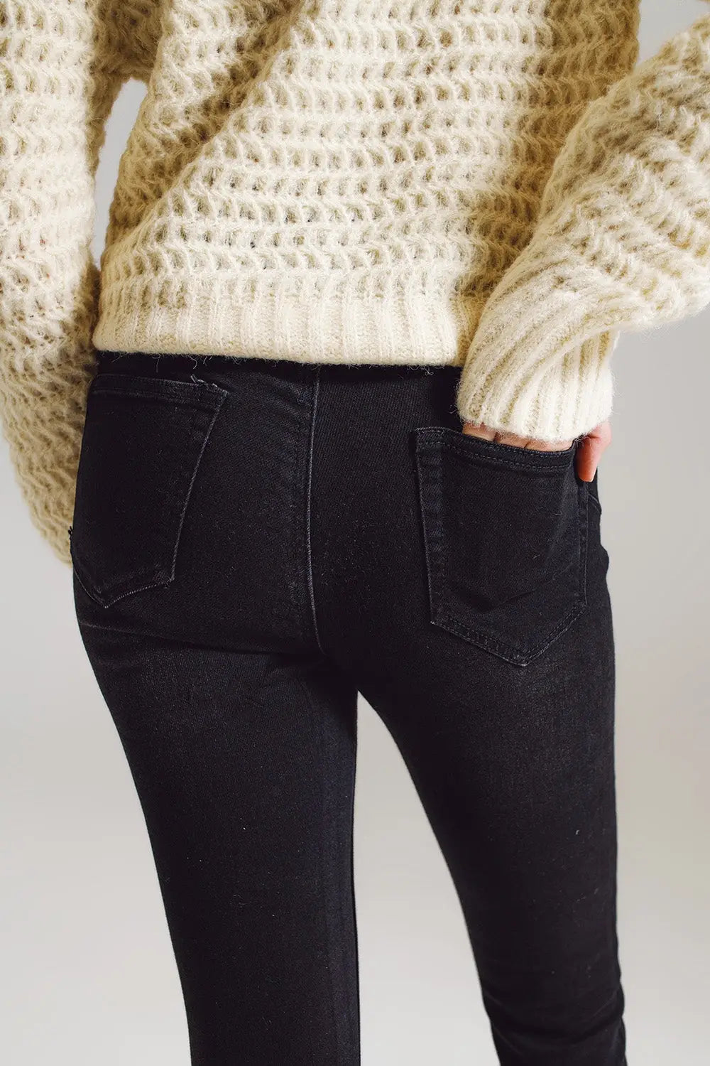 Skinny Jeans With Embellished Strass All Over In Black - Colored Jeans