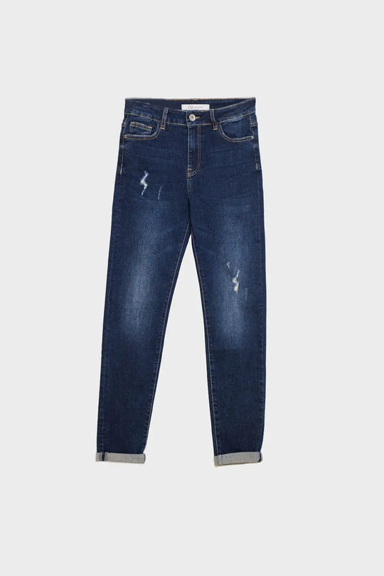 Distressed Dark Wash super Skinny Jeans In Stretch Denim