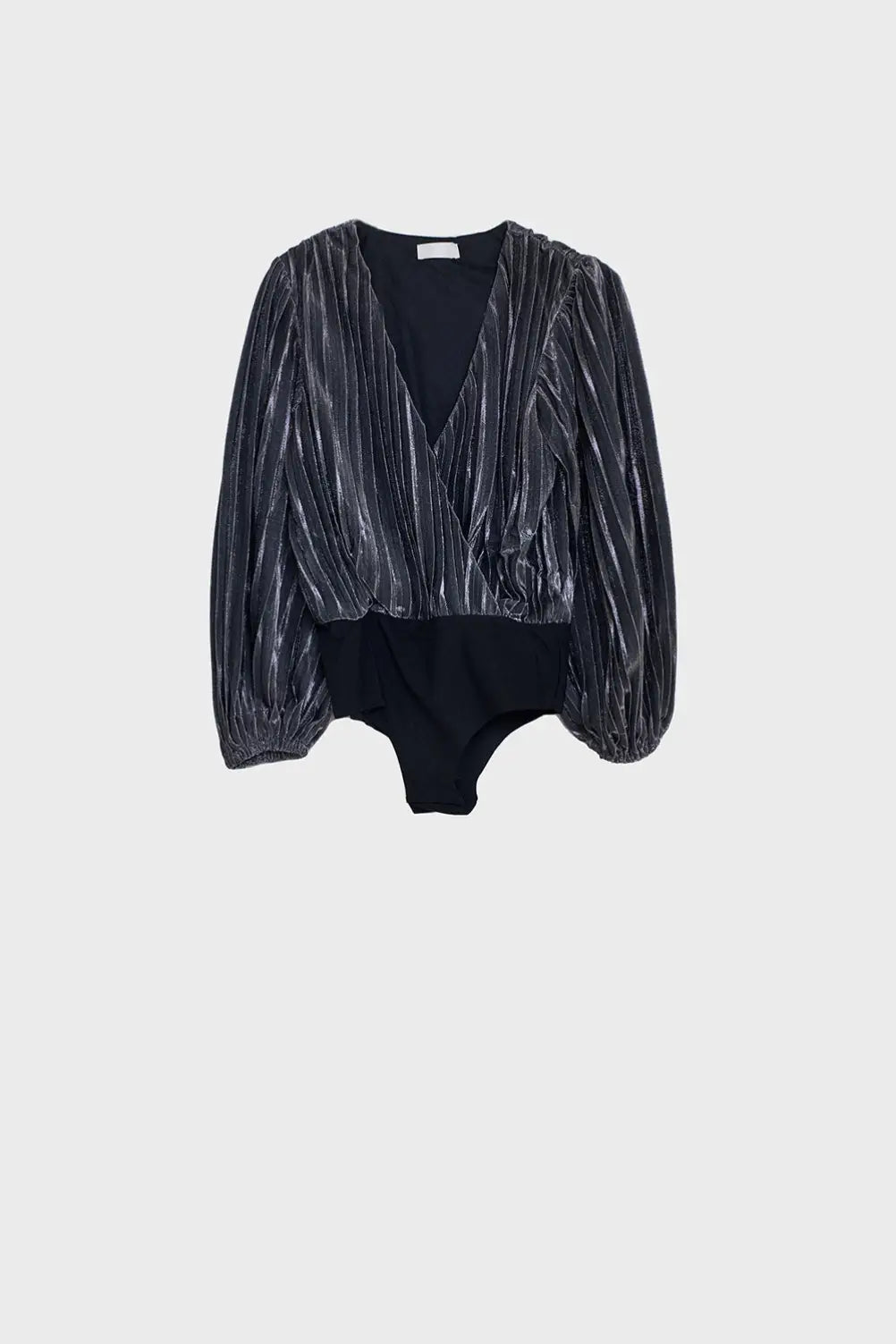 Shiny Glitter Body with Deep V-Neck in Silver - Tops