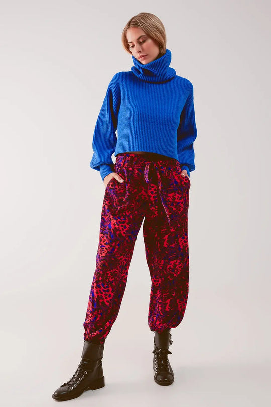 Blue ribbed knit turtleneck jumper with balloon sleeves - Sweaters
