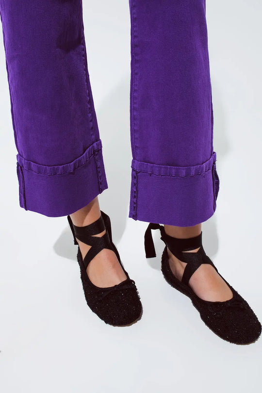Straight Leg Jeans with Cropped Hem in purple - Colored Jeans