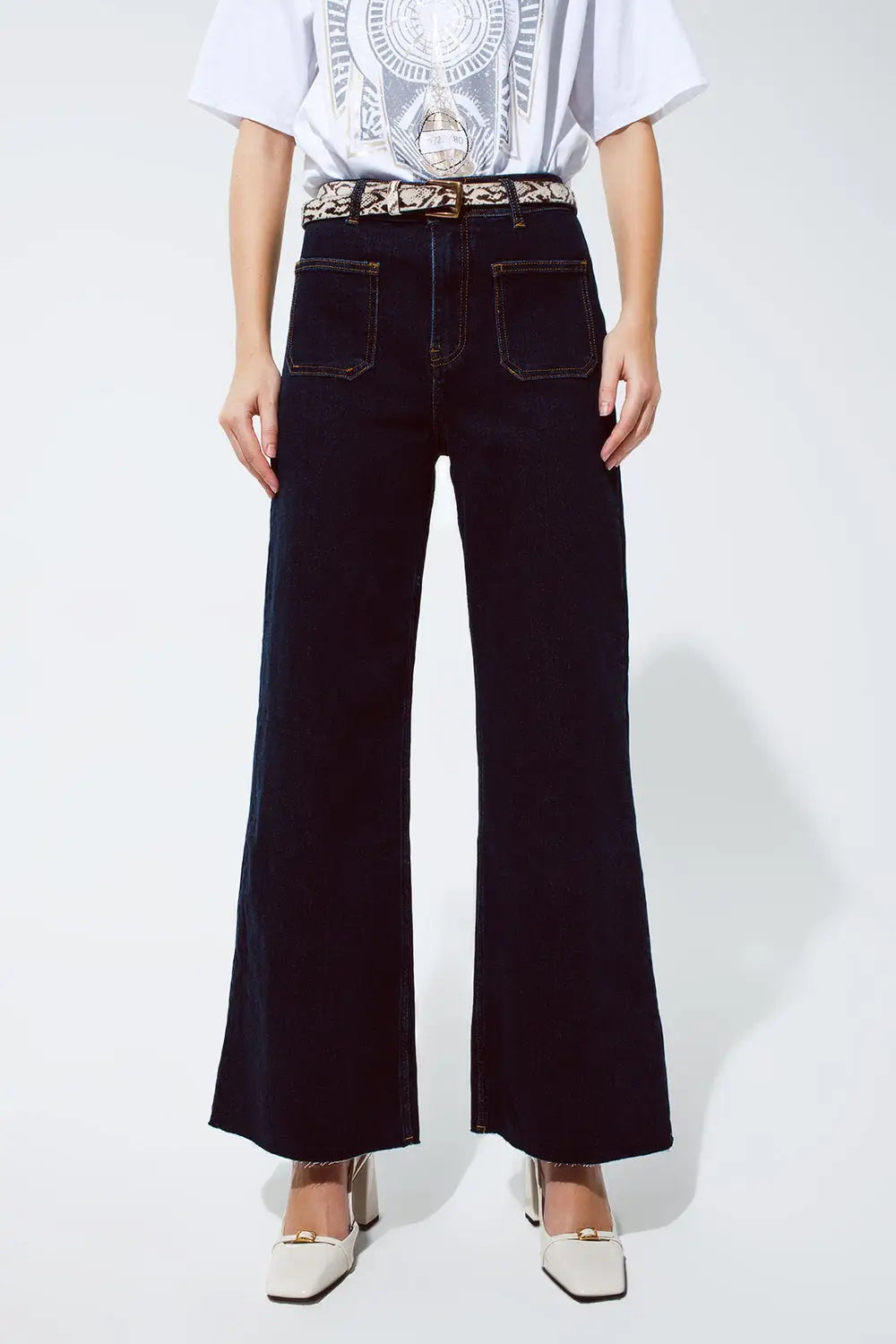 Straight Jeans With Pocket Detail In Dark Wash