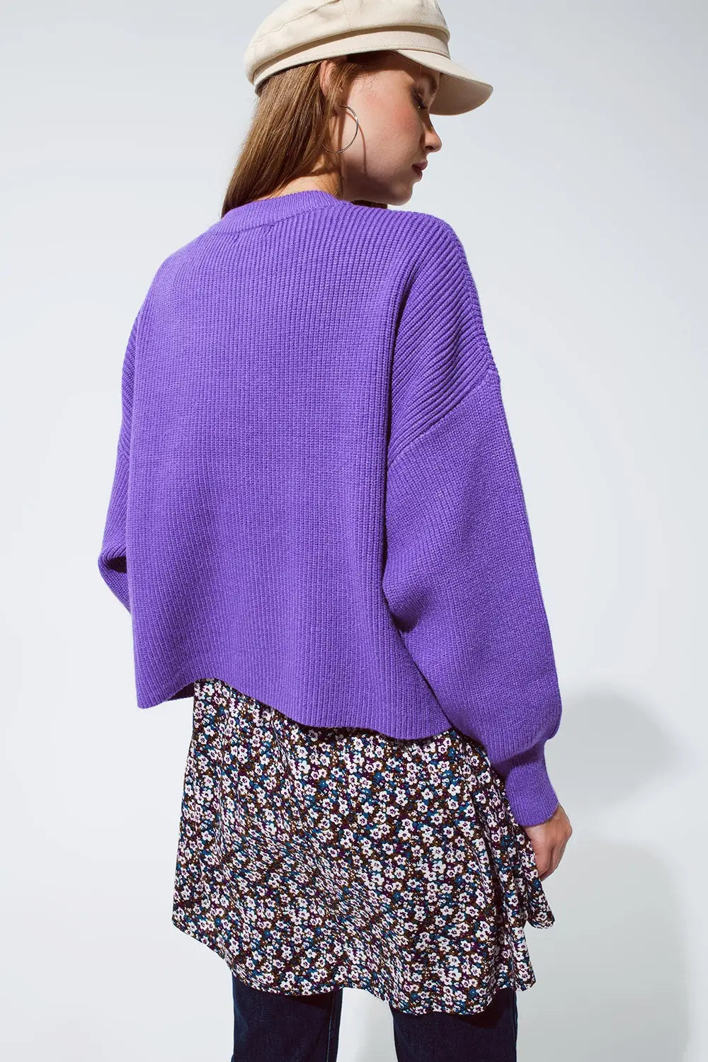 purple chunky knitted relaxed Jumper - Sweaters