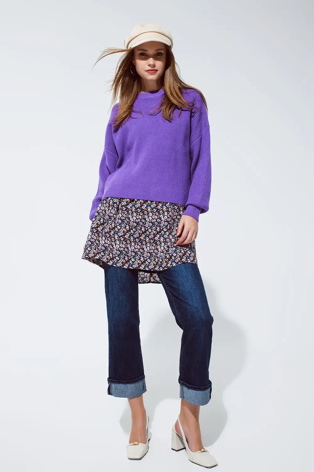 purple chunky knitted relaxed Jumper - Sweaters