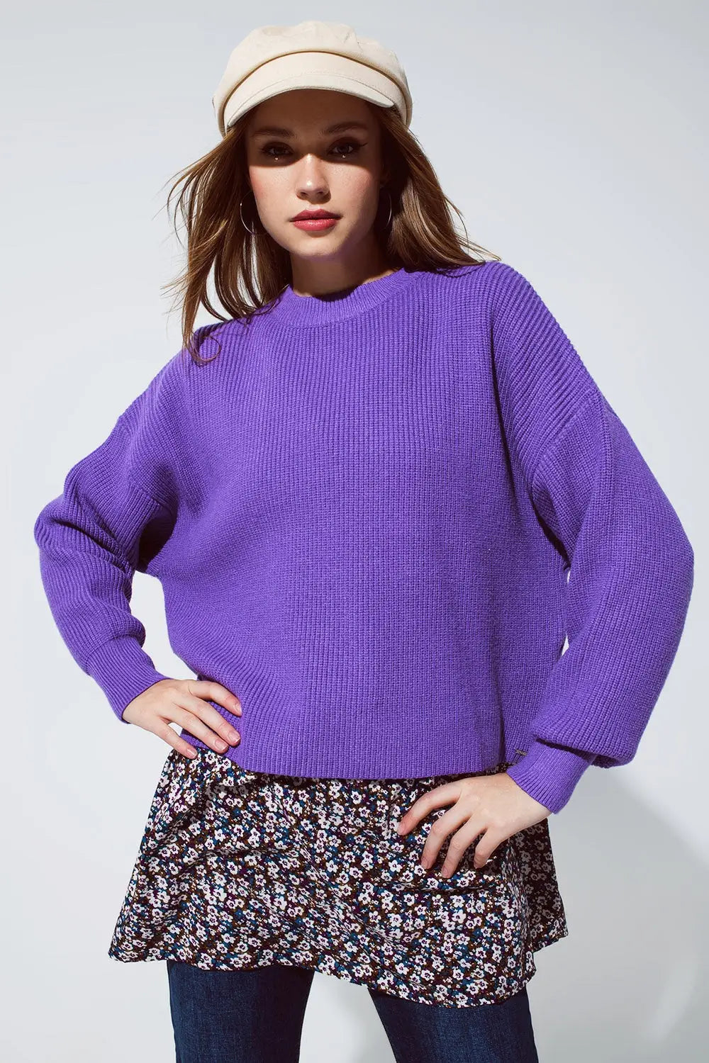 purple chunky knitted relaxed Jumper - Sweaters