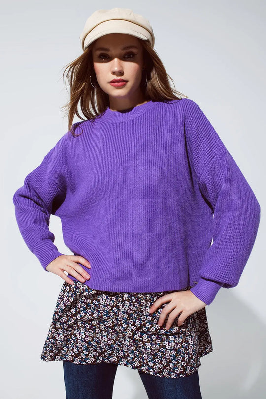 purple chunky knitted relaxed Jumper - Sweaters