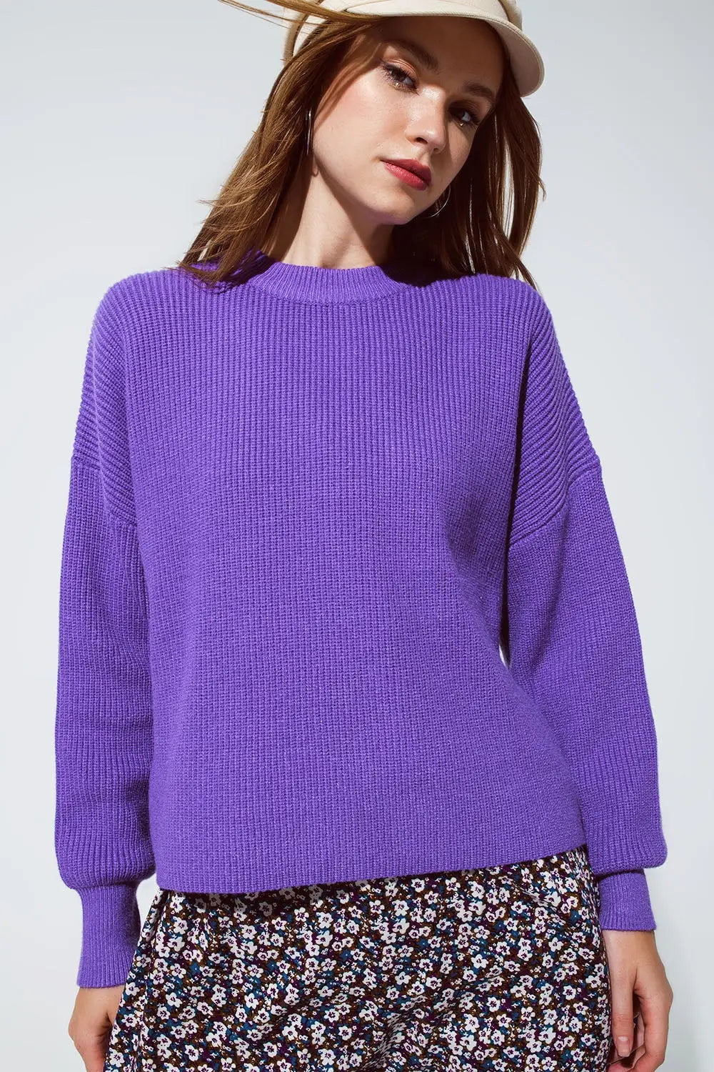 purple chunky knitted relaxed Jumper - Sweaters