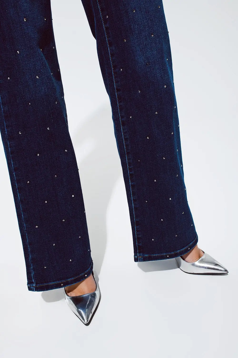 Straight Leg Jeans with strass detail in Blue