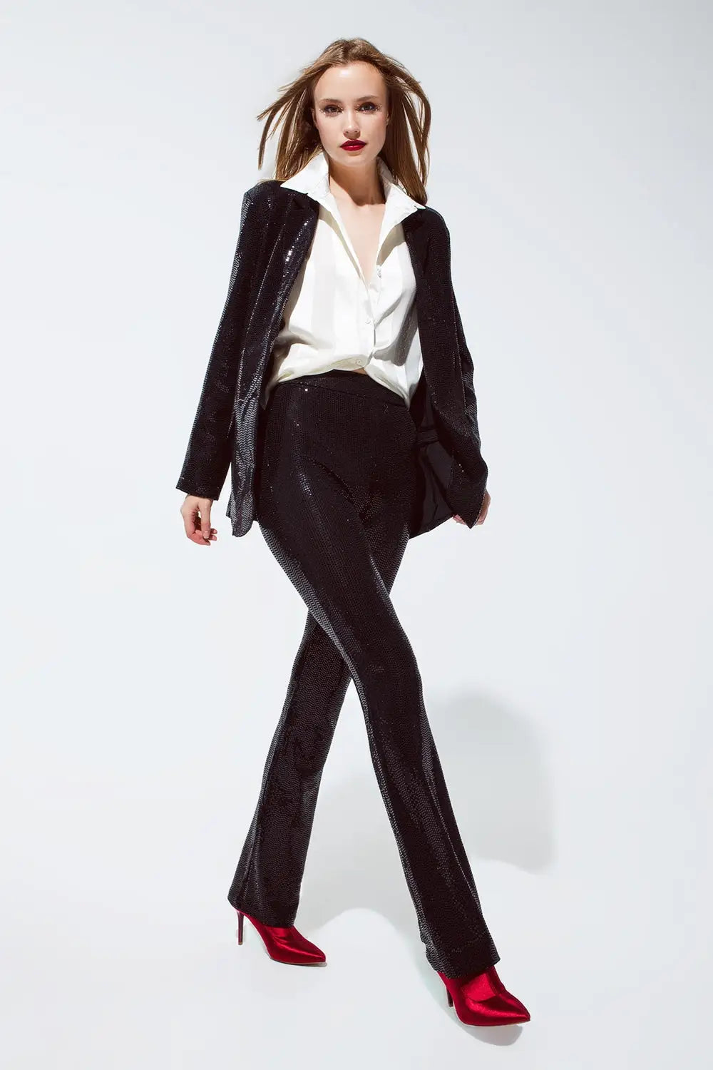 Party Relaxed Sequined Blazer in Black - Jackets
