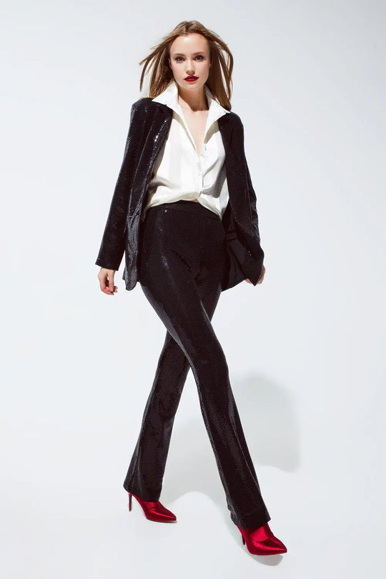 Party Relaxed Sequined Blazer in Black - Jackets