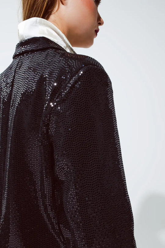 Party Relaxed Sequined Blazer in Black - Jackets