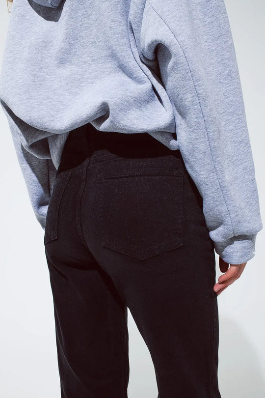 Straight leg jeans in black with folded trouser legs - Colored Jeans
