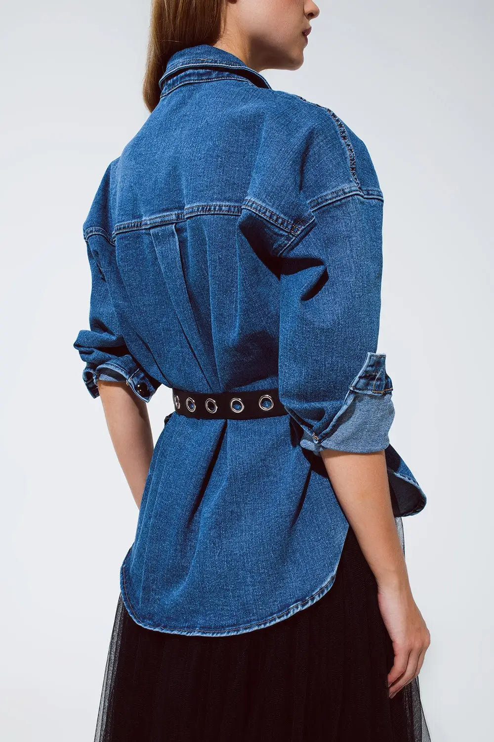 oversized denim jacket with cargo pockets - BLUE / ONE - Jackets