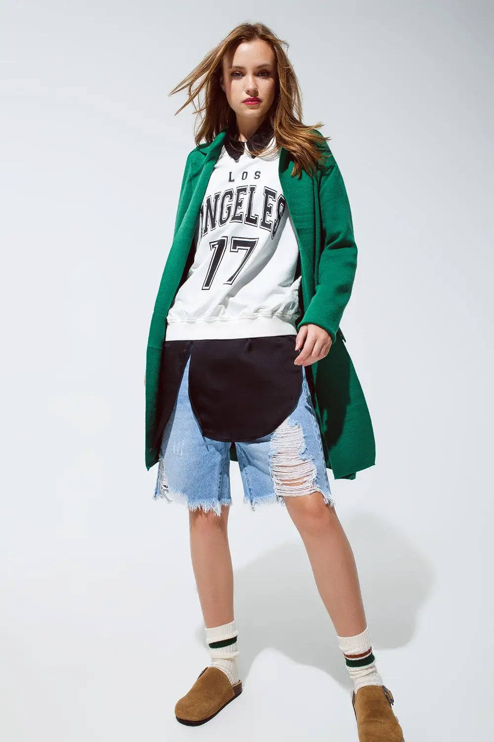 Oversized collar maxi cardigan in green - GREEN / ONE - Cardigans