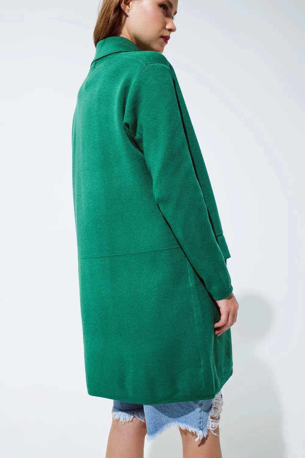 Oversized collar maxi cardigan in green - GREEN / ONE - Cardigans