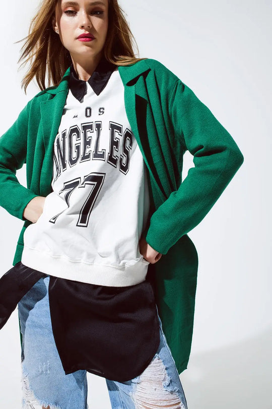 Oversized collar maxi cardigan in green - GREEN / ONE - Cardigans
