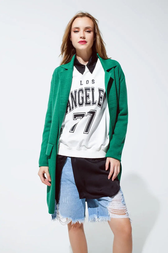 Oversized collar maxi cardigan in green - GREEN / ONE - Cardigans