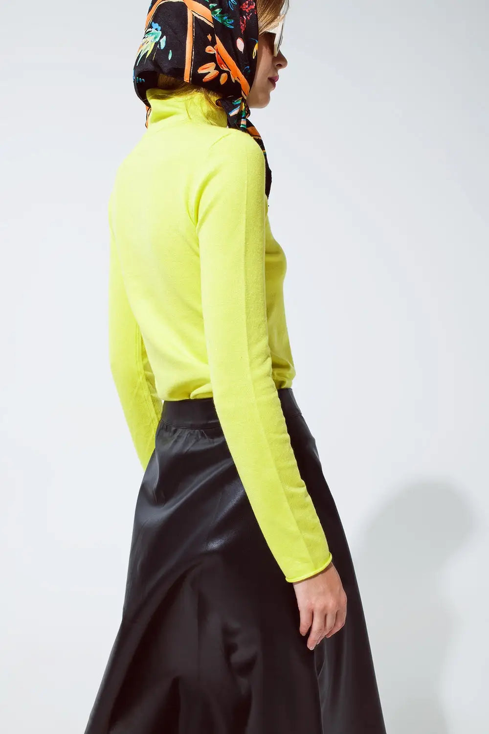 Basic lime Green fine knit bodycon sweater - Sweaters