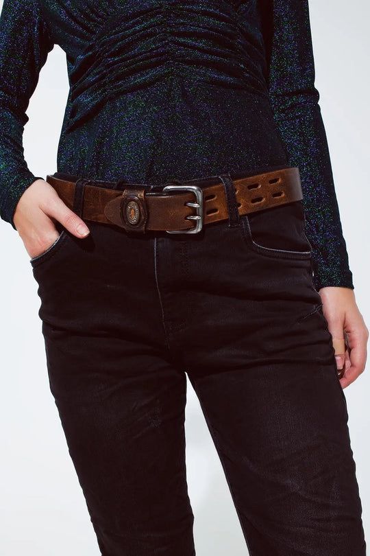 black jeans with elastic waist and cord - Colored Jeans