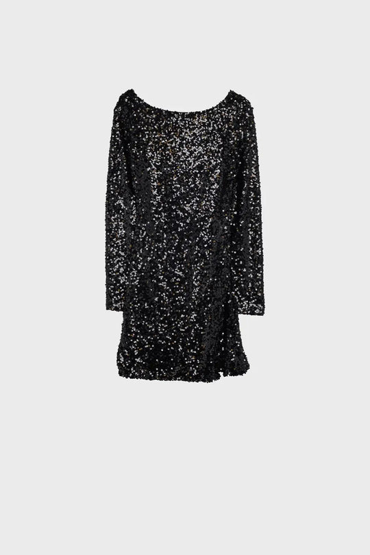Embellished mini dress in black - Dresses