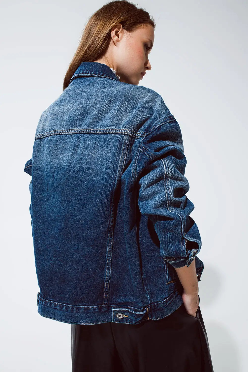 boyfriend relaxed denim jacket in dark wash - Jackets