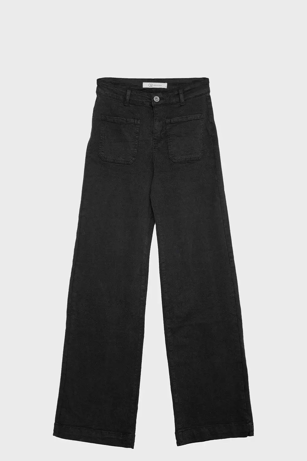high waisted front pockets flare jeans in black - Colored Jeans