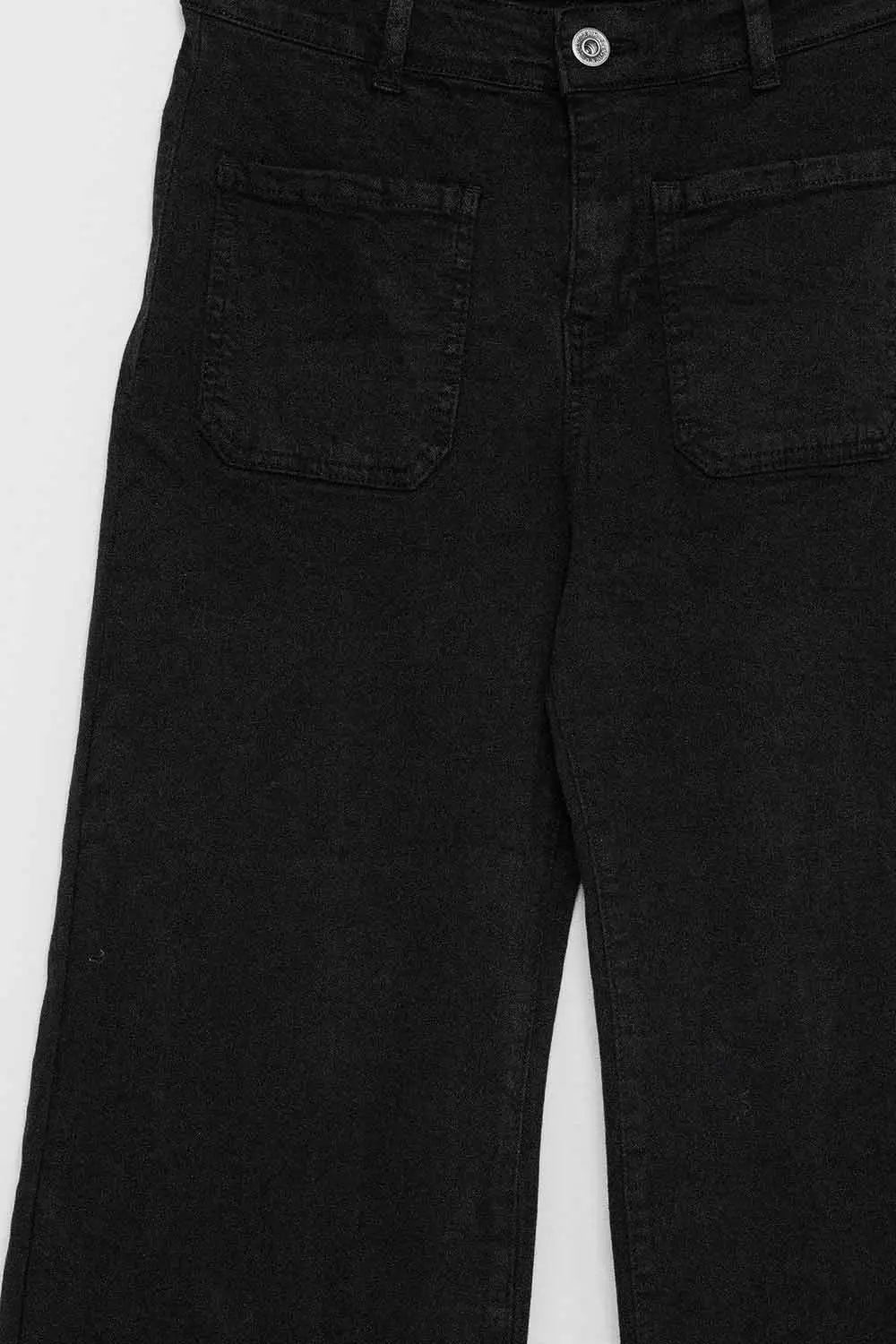 high waisted front pockets flare jeans in black - Colored Jeans