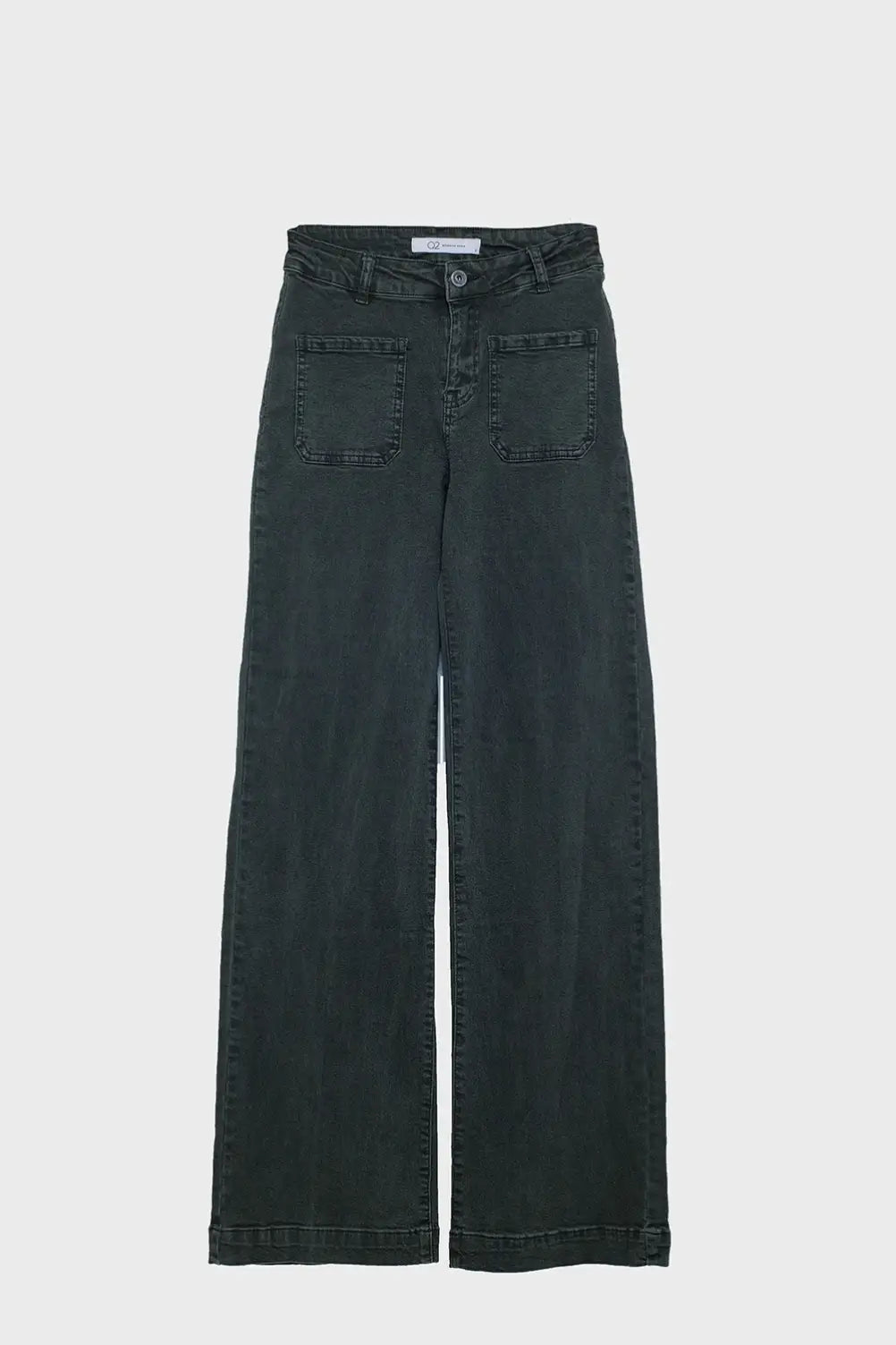 high waisted front pockets flare jeans in dark khaki - Colored Jeans