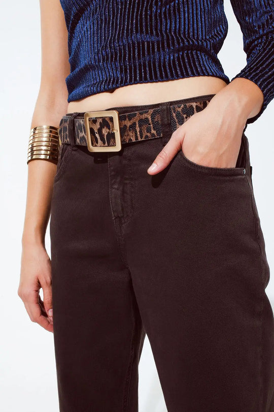 Cotton mid rise slouchy jean in chocolate brown - Colored Jeans