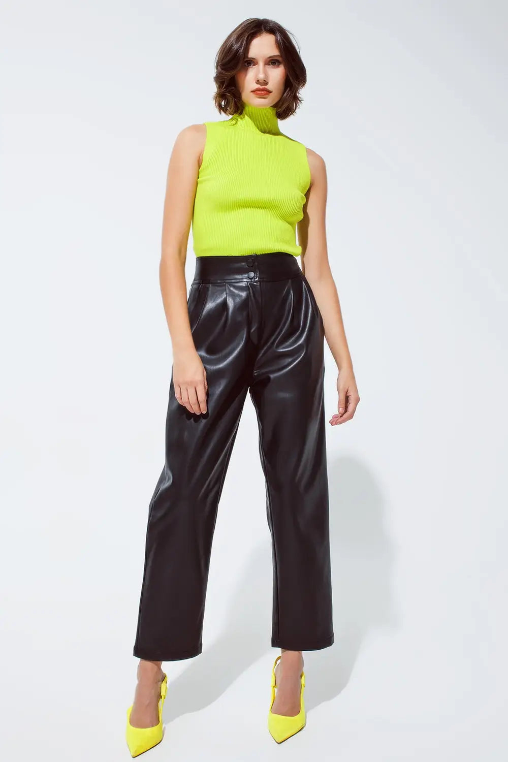 Knitted lime top without sleeves - Sweaters