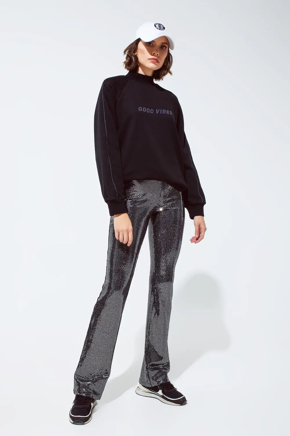Metallic fabric flare Leggings in silver - Pants