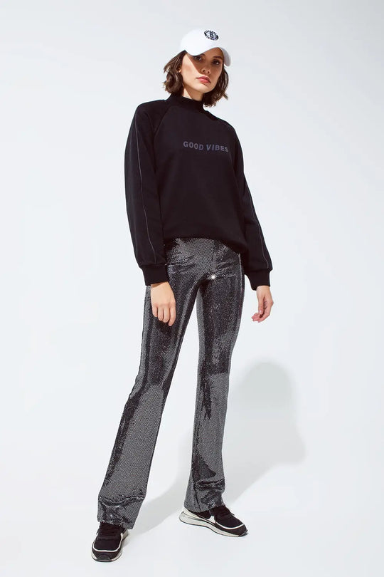 Metallic fabric flare Leggings in silver - Pants