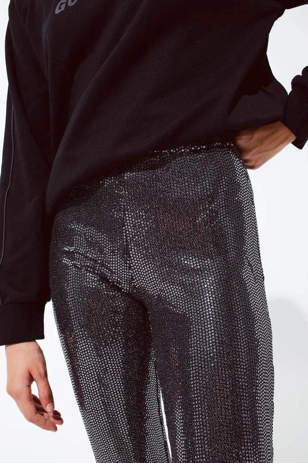 Metallic fabric flare Leggings in silver - Pants