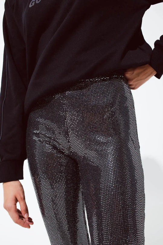 Metallic fabric flare Leggings in silver - Pants