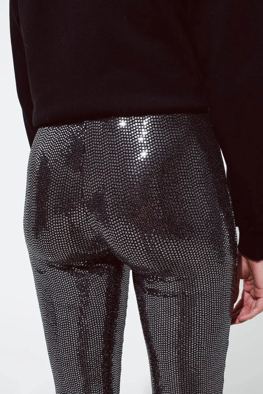 Metallic fabric flare Leggings in silver - Pants