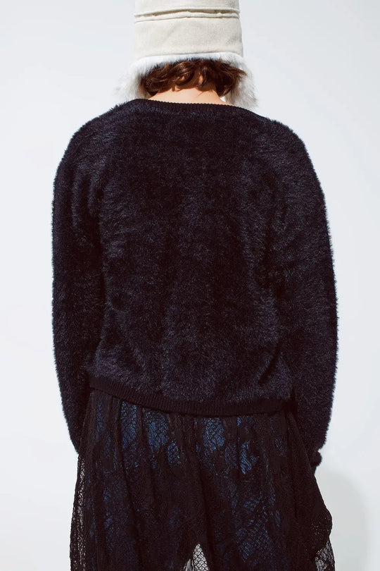Soft cardigan with deep V neck and gold buttons - Cardigans
