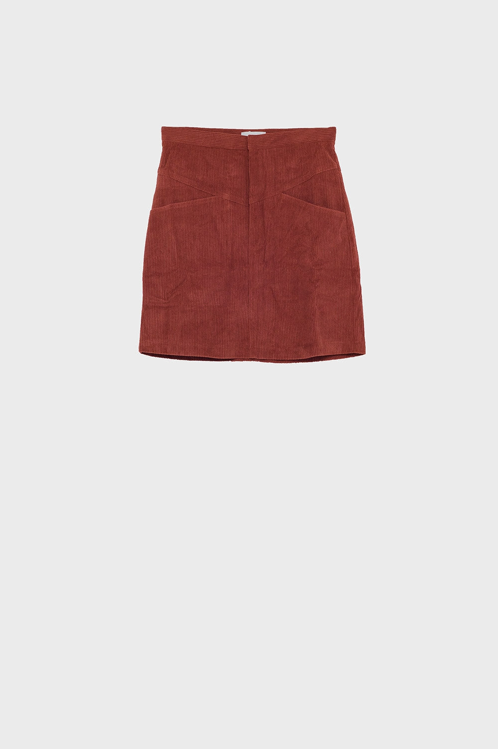 orange corduroy miniskirt with pockets