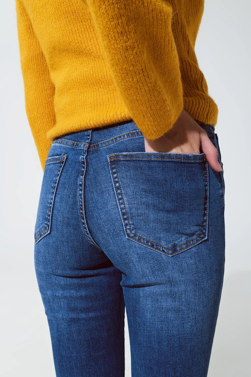 Medium blue skinny flared jeans