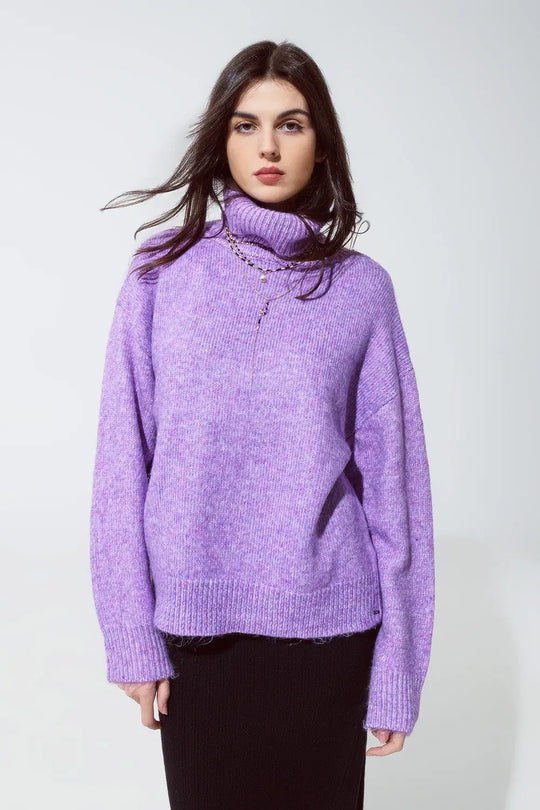 Sweater in purple with a turtleneck - Sweaters