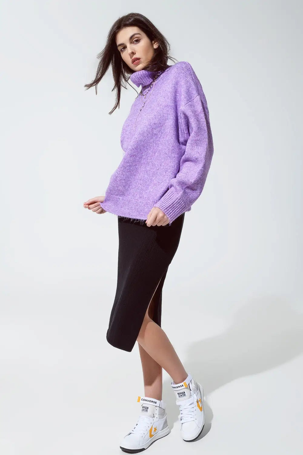 Sweater in purple with a turtleneck - Sweaters