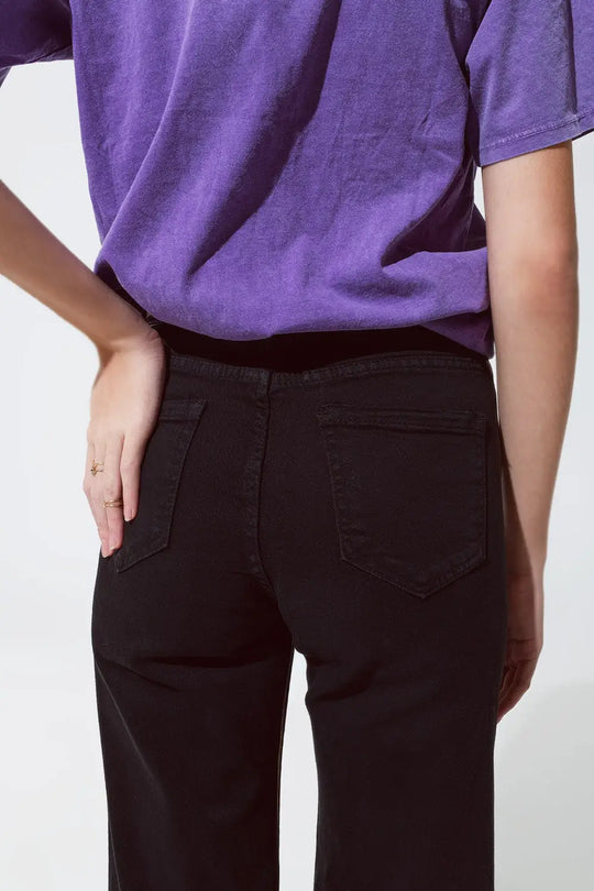 Black straight leg jeans with gold metallic glow - Colored Jeans