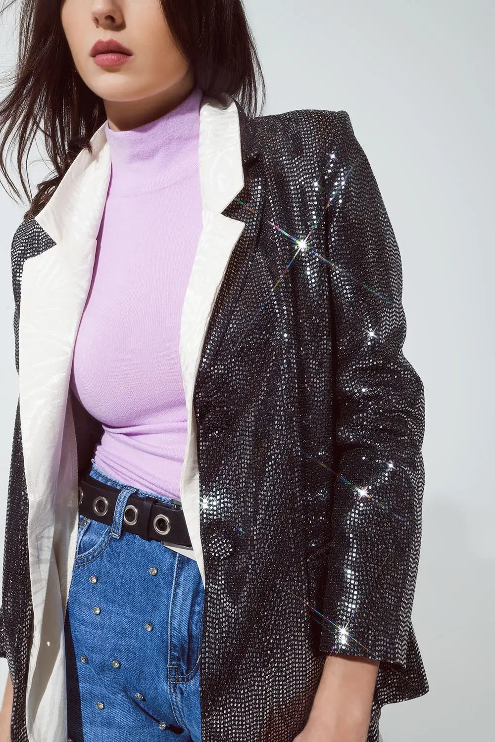 Party Relaxed Sequined Blazer in Silver - Jackets