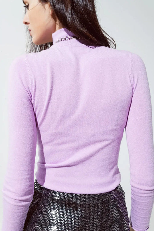 Basic bodycon fine knit sweater in purple - Sweaters