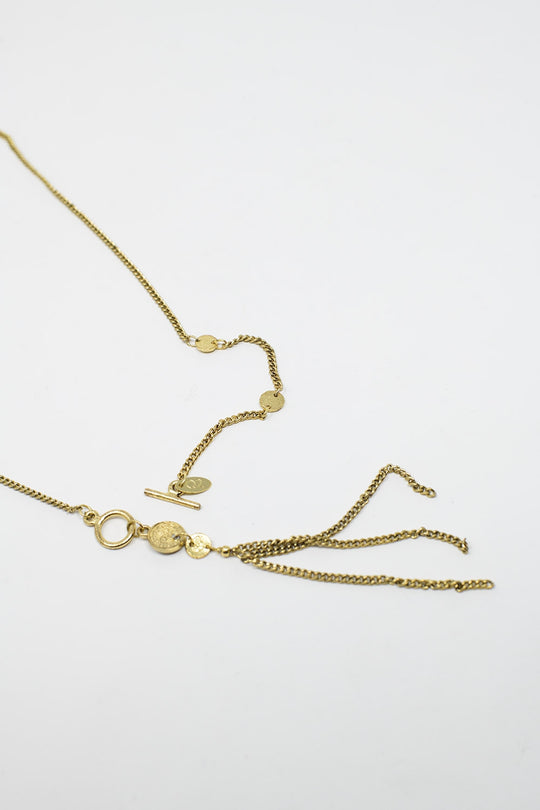 Gold Necklace with beads and Fringe Chain Detail