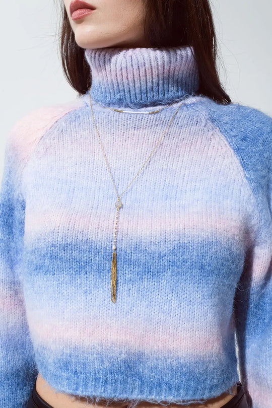 Long 2 in 1 gold necklace with bead details - GOLD